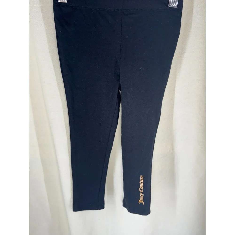 Juicy Couture Girls Leggings 3T Black Gold Logo Stretch Knit Pants NWOT
